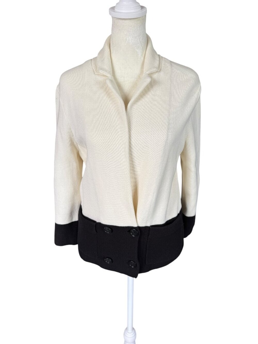 Loft women's cream and black cardigan sweater with pockets size medium
